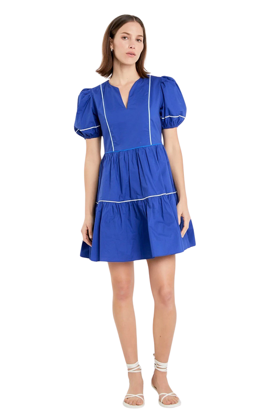 Apparel- English Factory Puff Sleeve Tiered Mini Dress