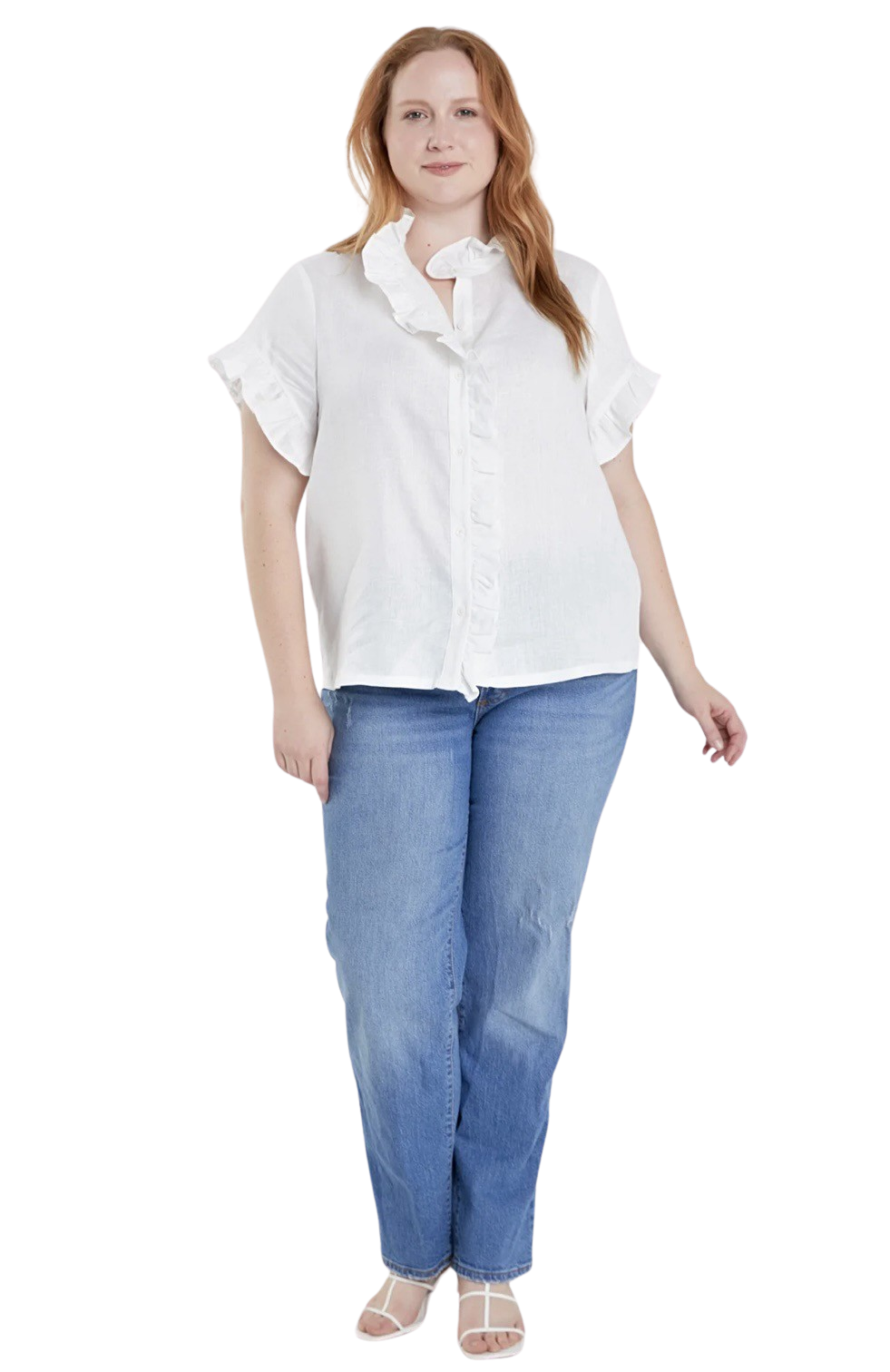 Apparel- English Factory Linen Ruffle Shirt