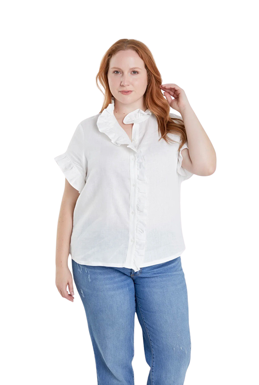 Apparel- English Factory Linen Ruffle Shirt