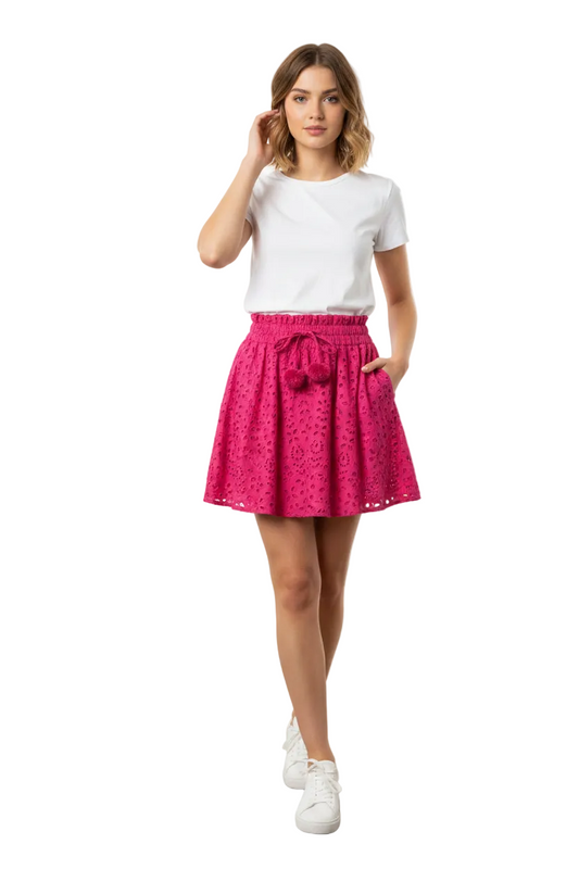 Just Bellina Eyelet Wide Swing Shorts