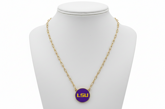 Necklaces- Canvas LSU Tigers Enamel Pendant