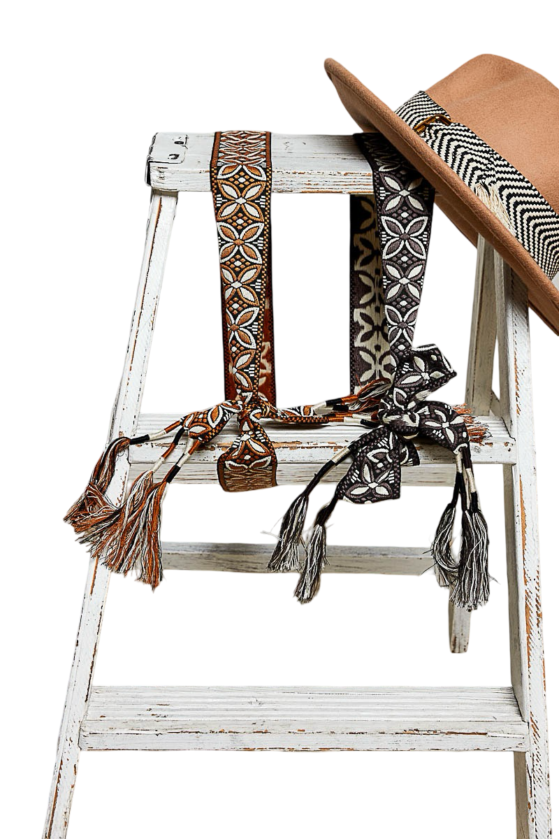 Pol Woven Boho Style Geometric Sash Belts