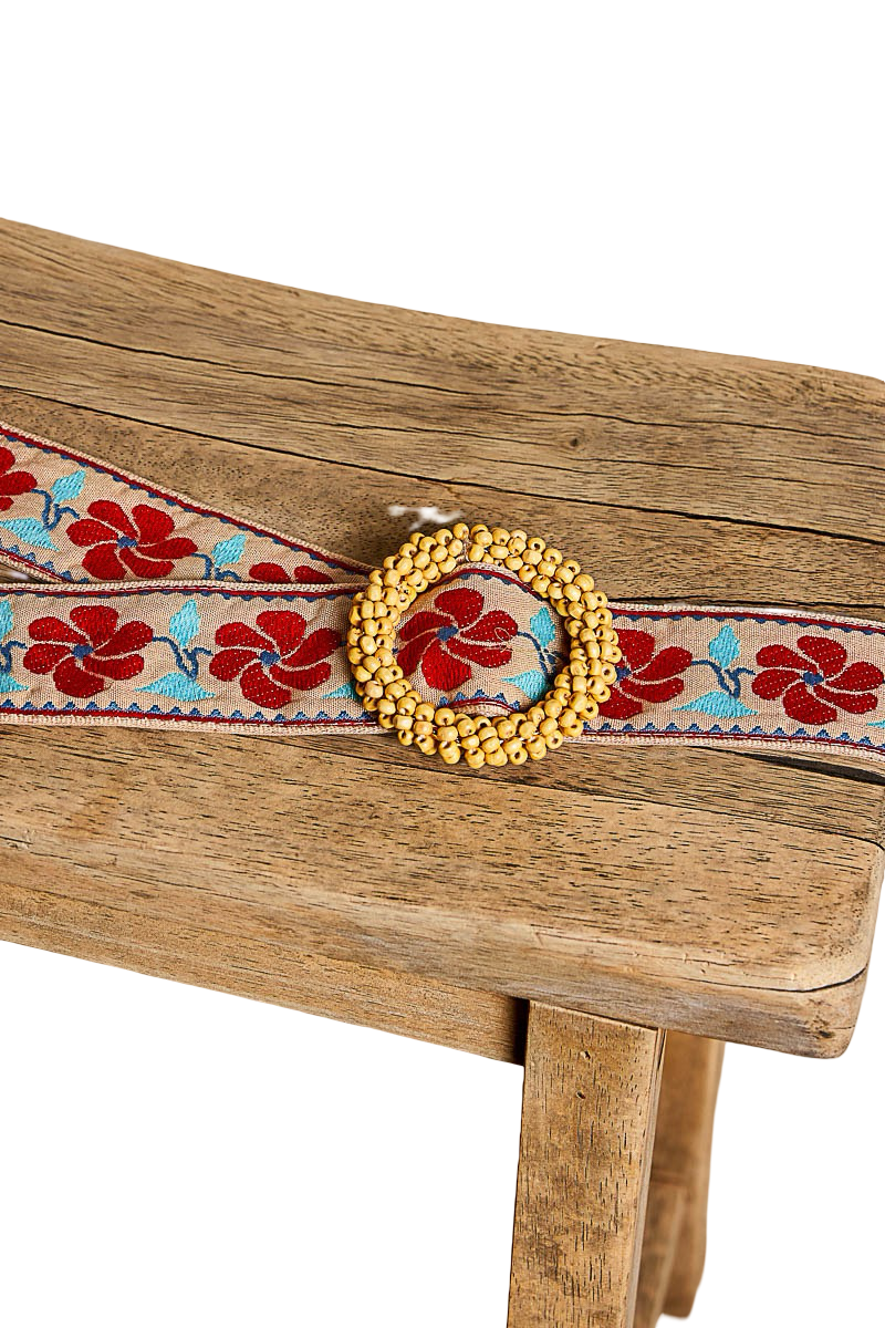 Pol Woven Statement Sash Belts with Wood Bead Buckle