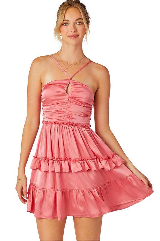 Apparel- Baby Pink Satin Mini Dress