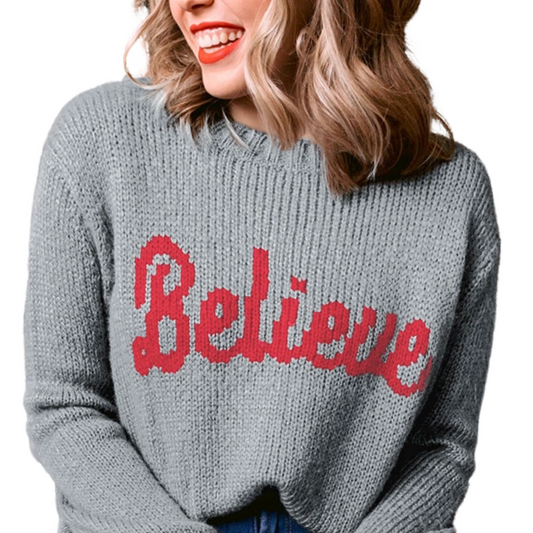 Apparel- Wooden Ships Believe Pullover  Chunky Crew Sweater