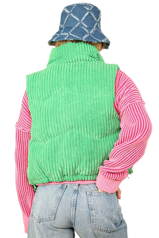 Apparel- Very J Zig Zag Corduroy Puffer Vest