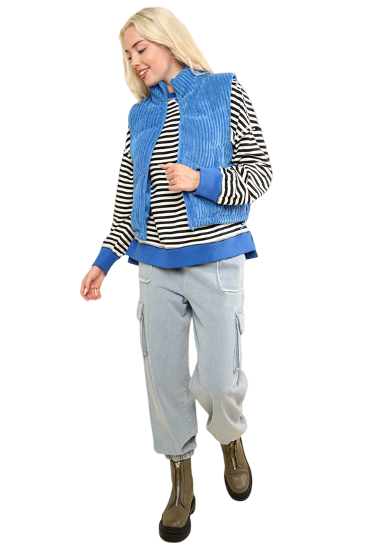 Apparel- Very J Zig Zag Corduroy Puffer Vest