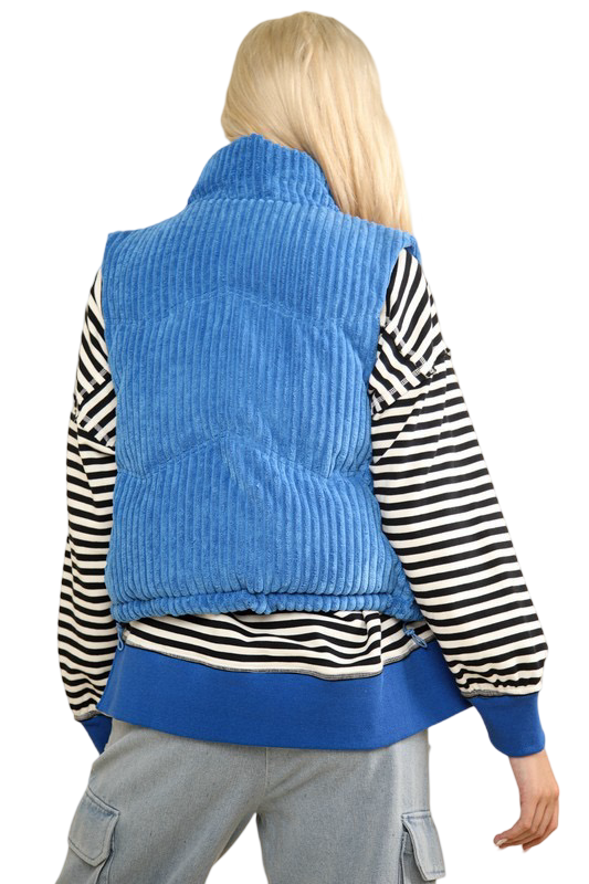 Apparel- Very J Zig Zag Corduroy Puffer Vest