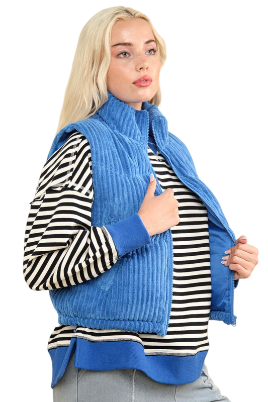 Apparel- Very J Zig Zag Corduroy Puffer Vest