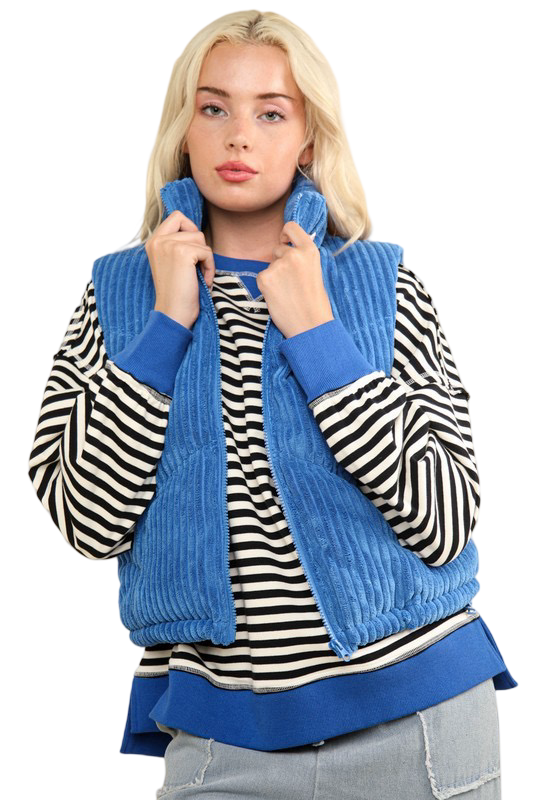 Apparel- Very J Zig Zag Corduroy Puffer Vest