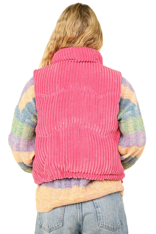 Apparel- Very J Zig Zag Corduroy Puffer Vest