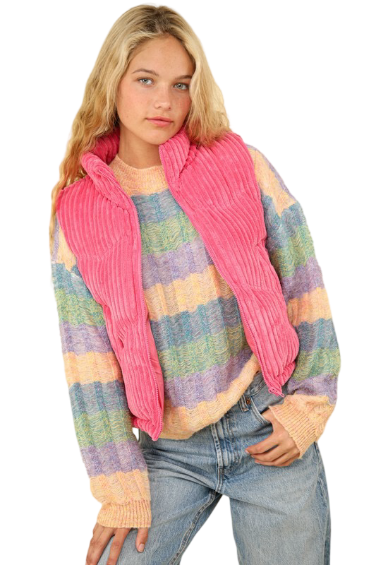 Apparel- Very J Zig Zag Corduroy Puffer Vest
