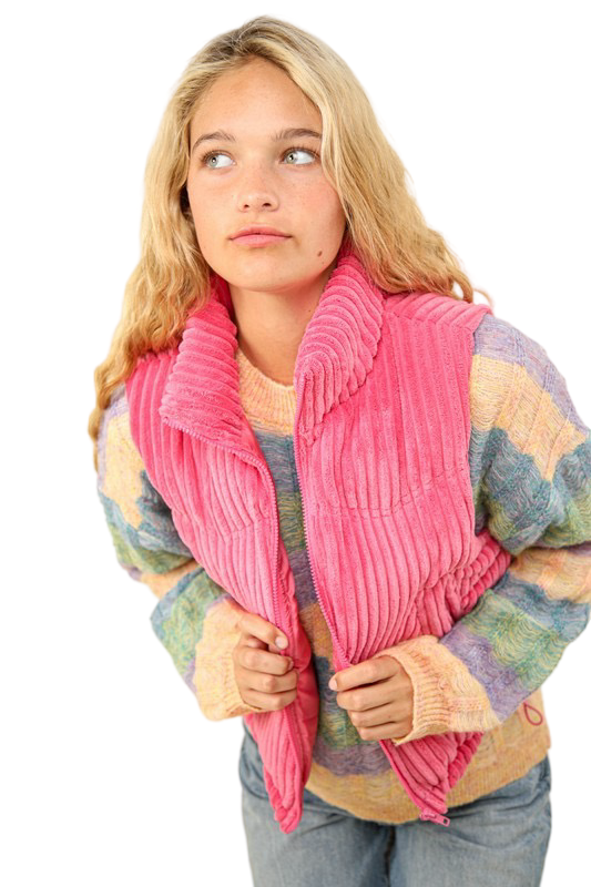 Apparel- Very J Zig Zag Corduroy Puffer Vest