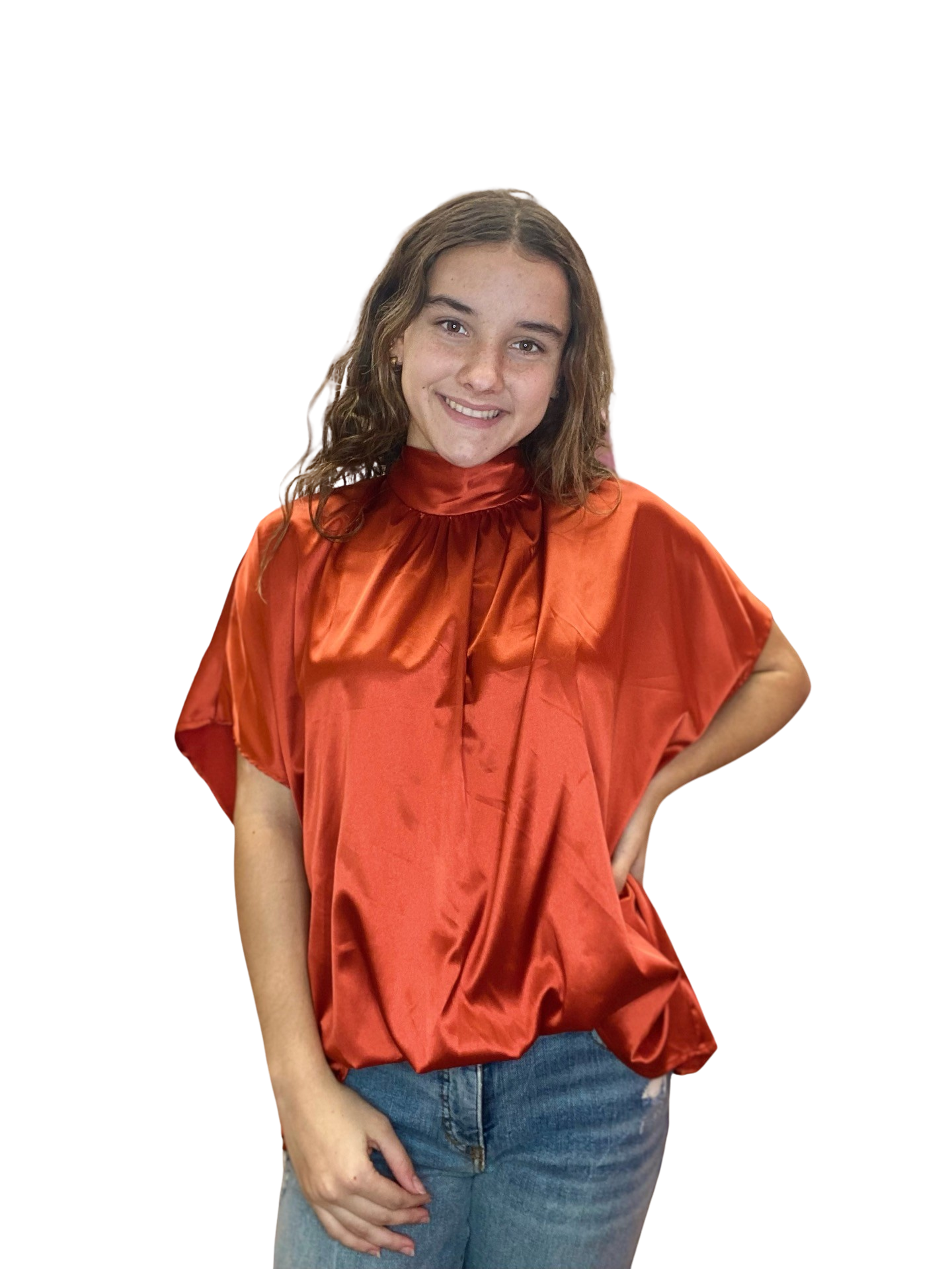 Red bubble hem top hotsell