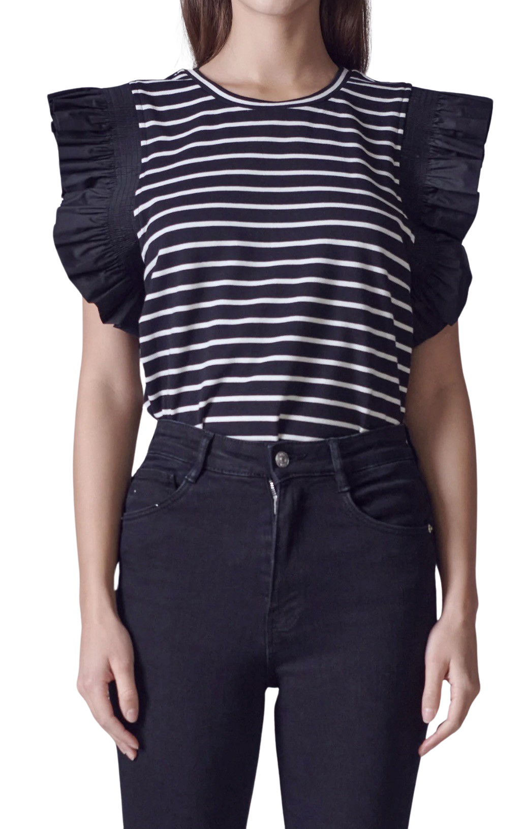 Apparel- English Factory Ruffle Cap Sleeve Top