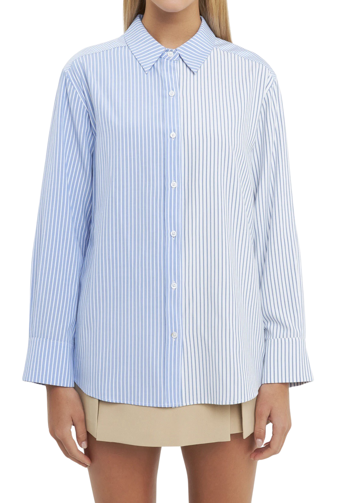 Apparel- English Factory Pinstripe Color Block Shirt