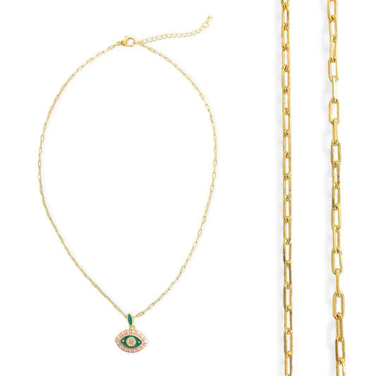 Necklaces- M&E Bling Enamel Eye Necklace