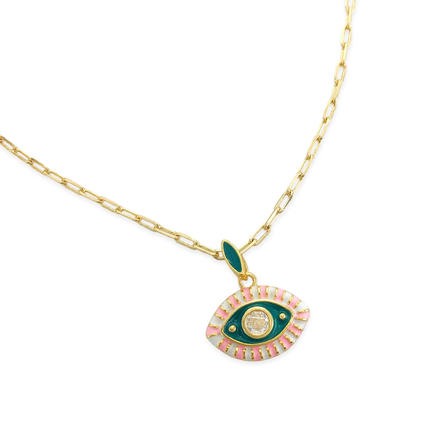 Necklaces- M&E Bling Enamel Eye Necklace