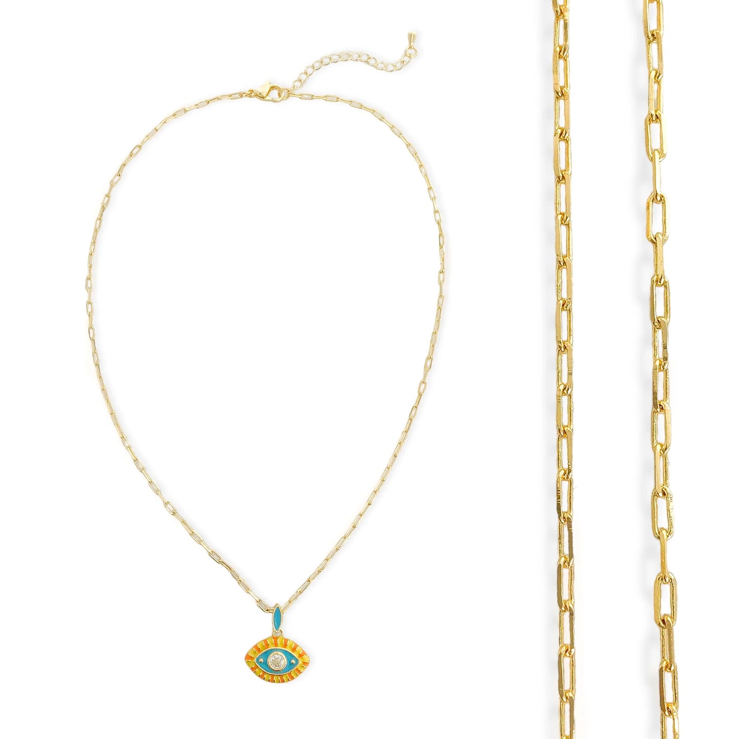 Necklaces- M&E Bling Enamel Eye Necklace