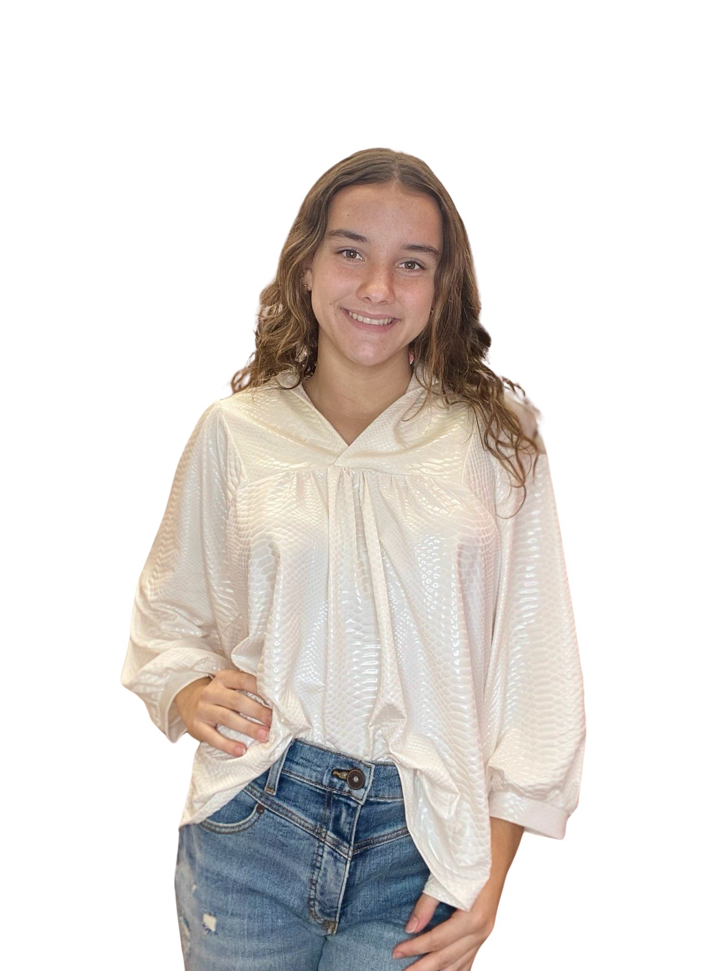 Apparel- Adrienne Morgan High Collar V Neck Top