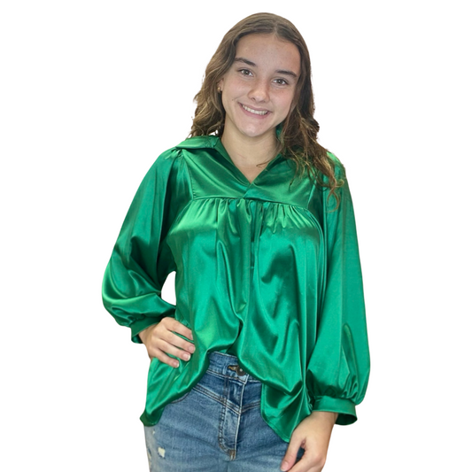 Apparel- Adrienne Morgan High Collar V Neck Top