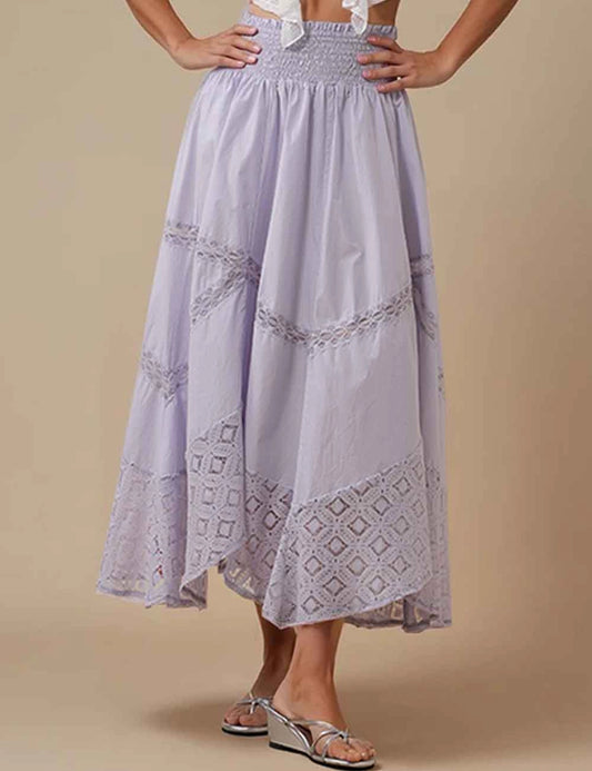 Apparel- Sweet Karma Eyelet Elastic Waist Maxi Skirt