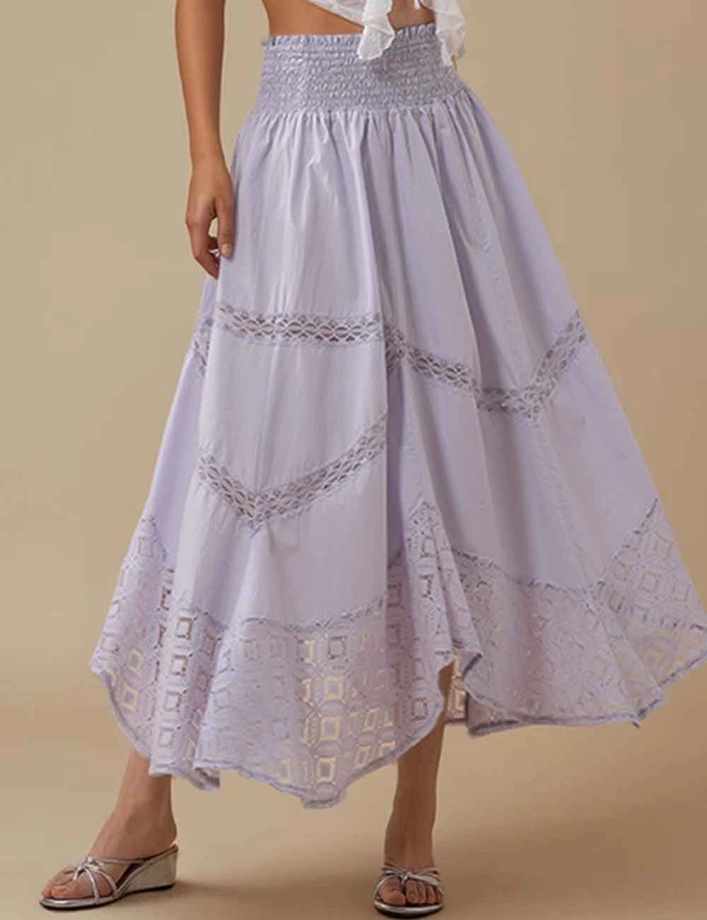 Apparel- Sweet Karma Eyelet Elastic Waist Maxi Skirt