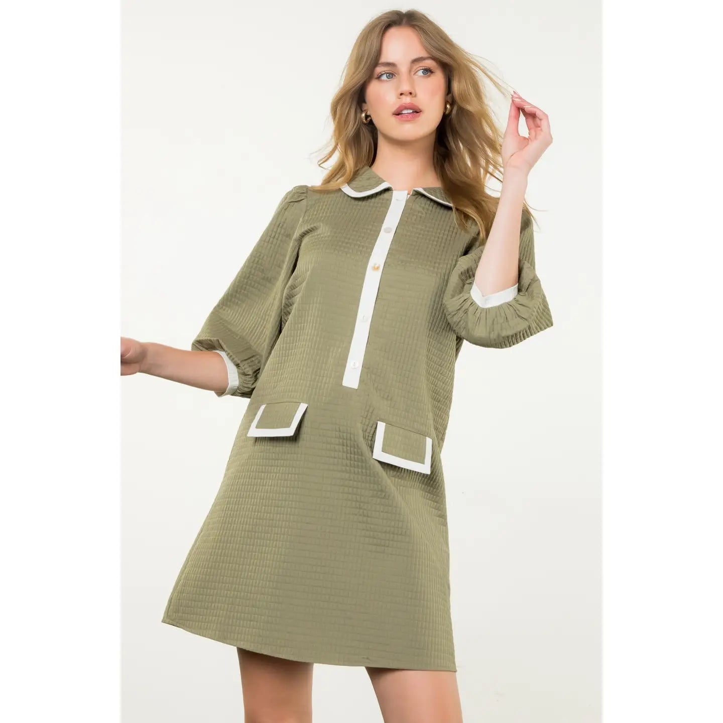 Apparel- THML Long Sleeve Textured Midi Dress