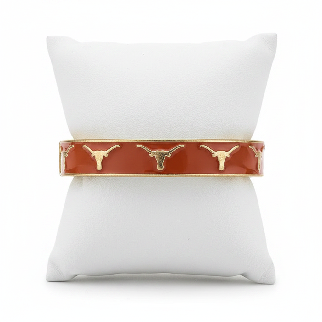 Bracelets- Canvas Game Day Texas Logo Enamel Hinge Bangle