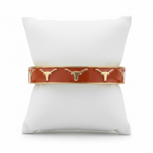 Bracelets- Canvas Game Day Texas Logo Enamel Hinge Bangle