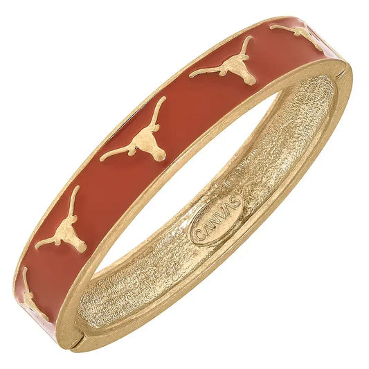 Bracelets- Canvas Game Day Texas Logo Enamel Hinge Bangle