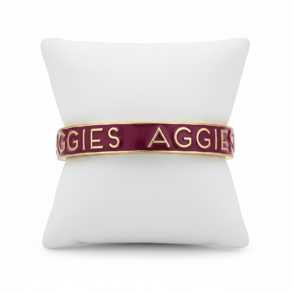 Bracelets- Canvas Texas A&M Enamel Aggies Hinge Bangle in Maroon