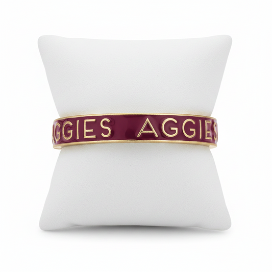 Bracelets- Canvas Texas A&M Enamel Aggies Hinge Bangle in Maroon