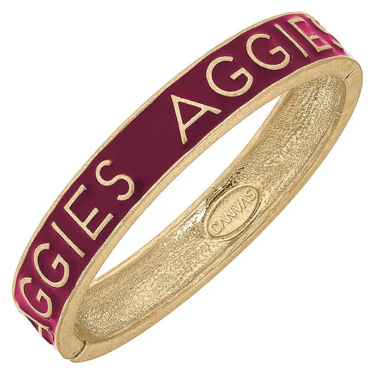 Bracelets- Canvas Texas A&M Enamel Aggies Hinge Bangle in Maroon