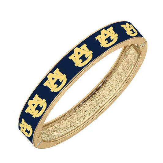Bracelets- Canvas Game Auburn Logo Enamel Hinge Bangle