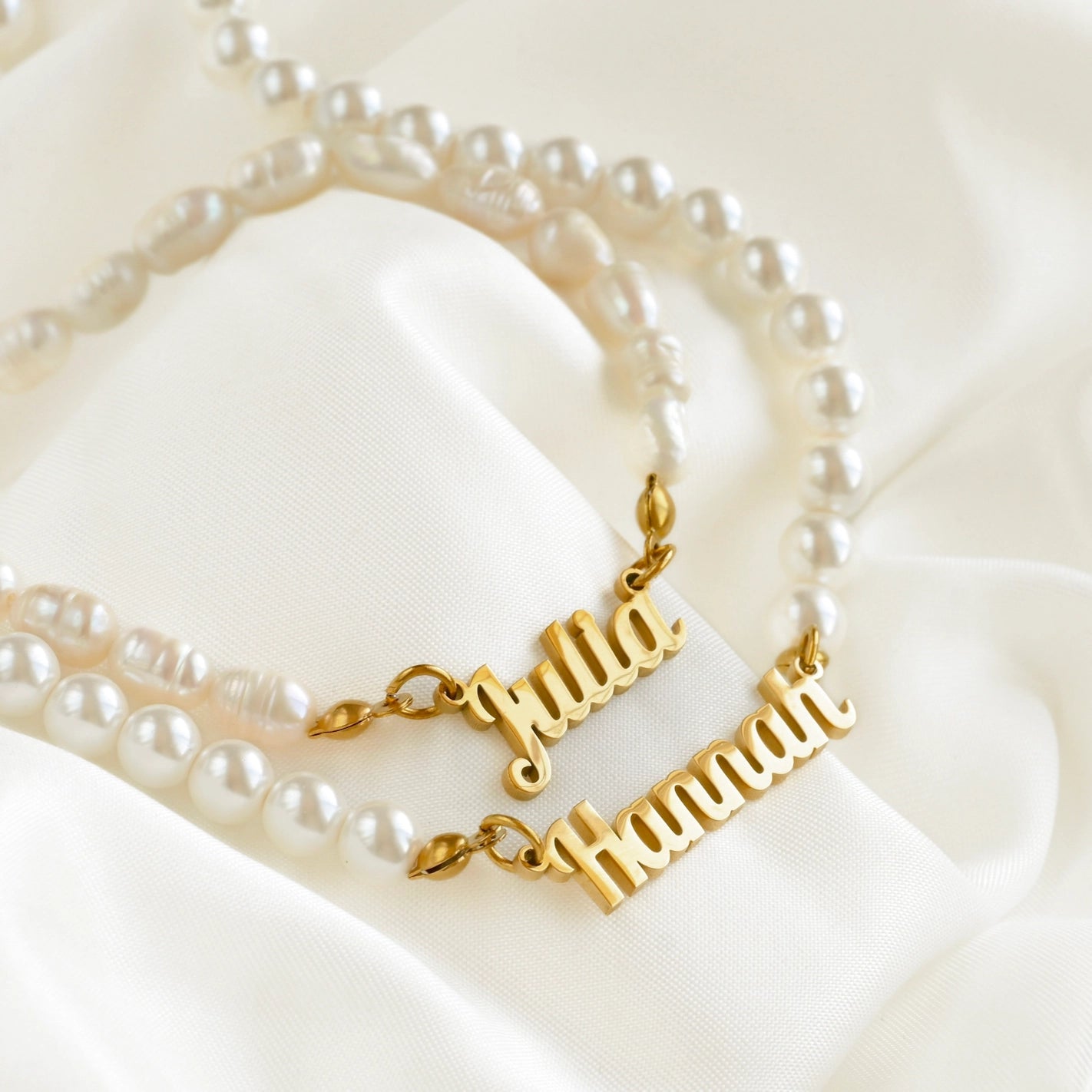 Necklaces- 18k Pearl Personalized Name Necklace