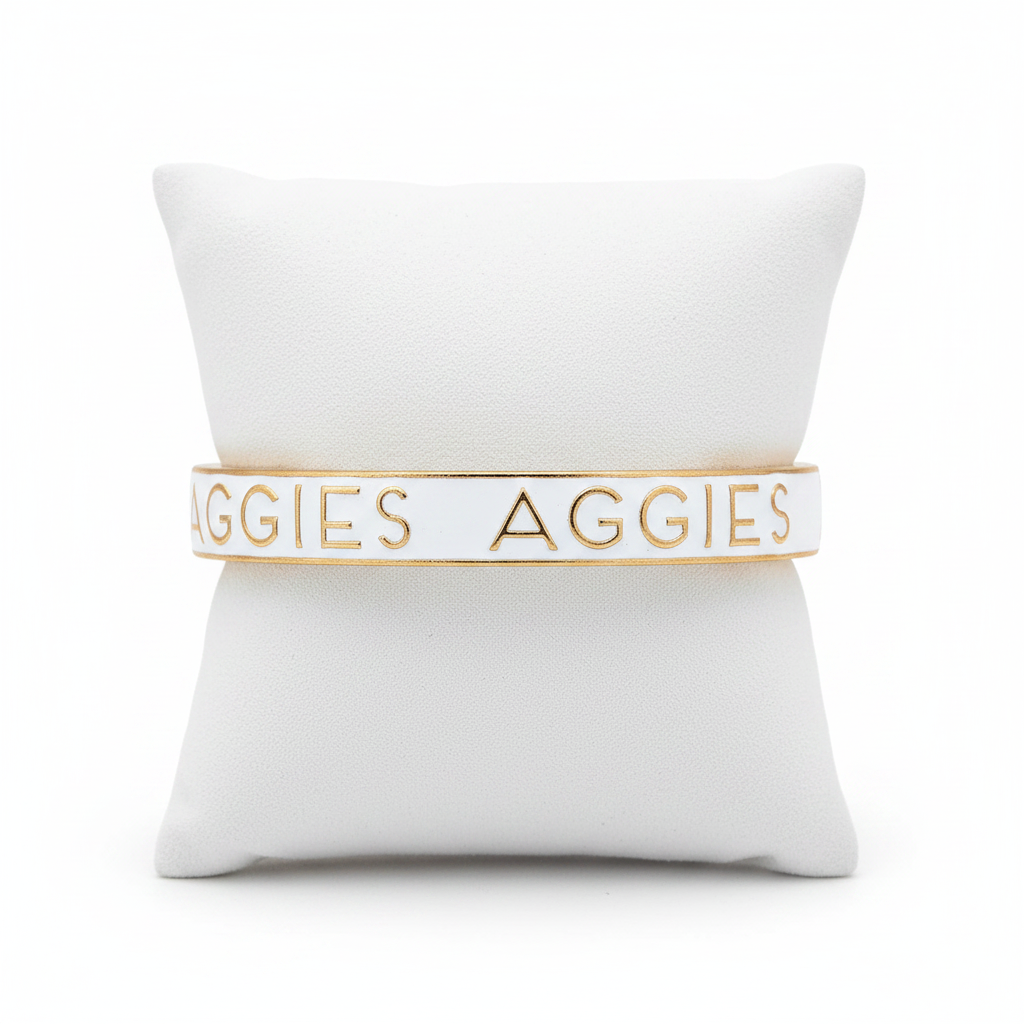 Bracelets- Canvas Texas A&M AGGIES Enamel Hinge Bangle in White