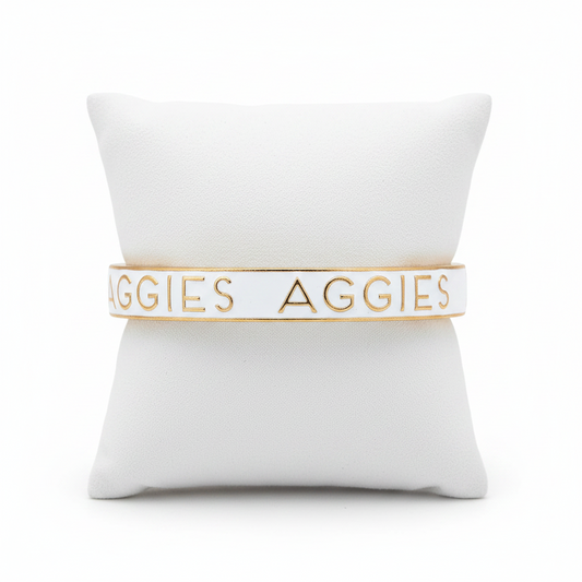 Bracelets- Canvas Texas A&M AGGIES Enamel Hinge Bangle in White