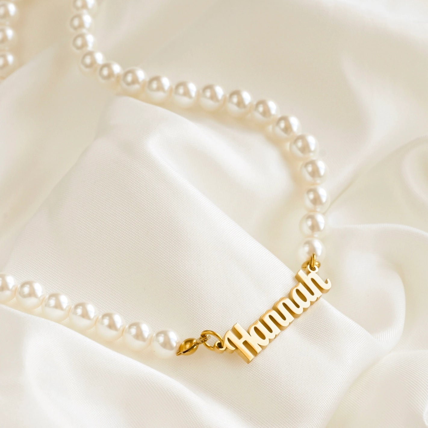 Necklaces- 18k Pearl Personalized Name Necklace