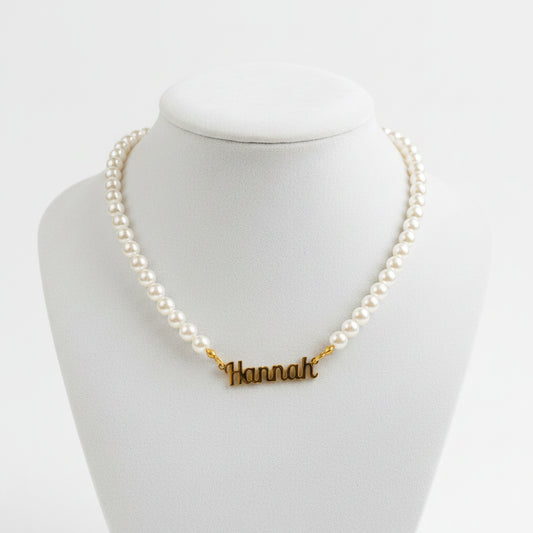 Necklaces- 18k Pearl Personalized Name Necklace