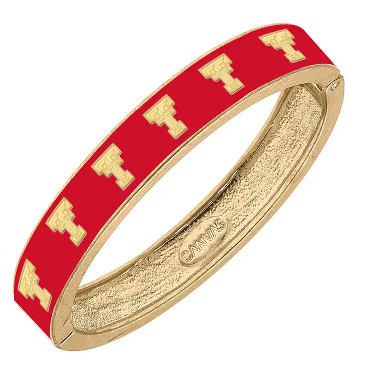 Bracelets- Canvas Game Texas Tech Logo Enamel Hinge Bangle