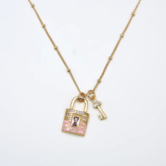 Necklaces- Melania Clara Meli Collection Lock and Key Necklace