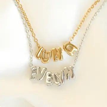 Necklaces- Custom Small Bubble Name Necklace