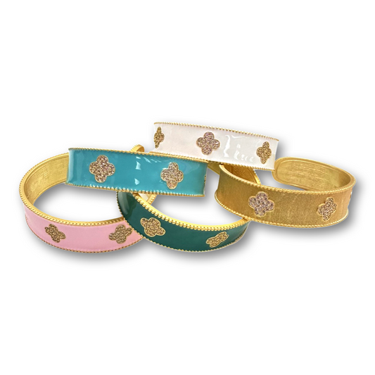 Bracelets- M&E Bling Enamel Clover Cuff