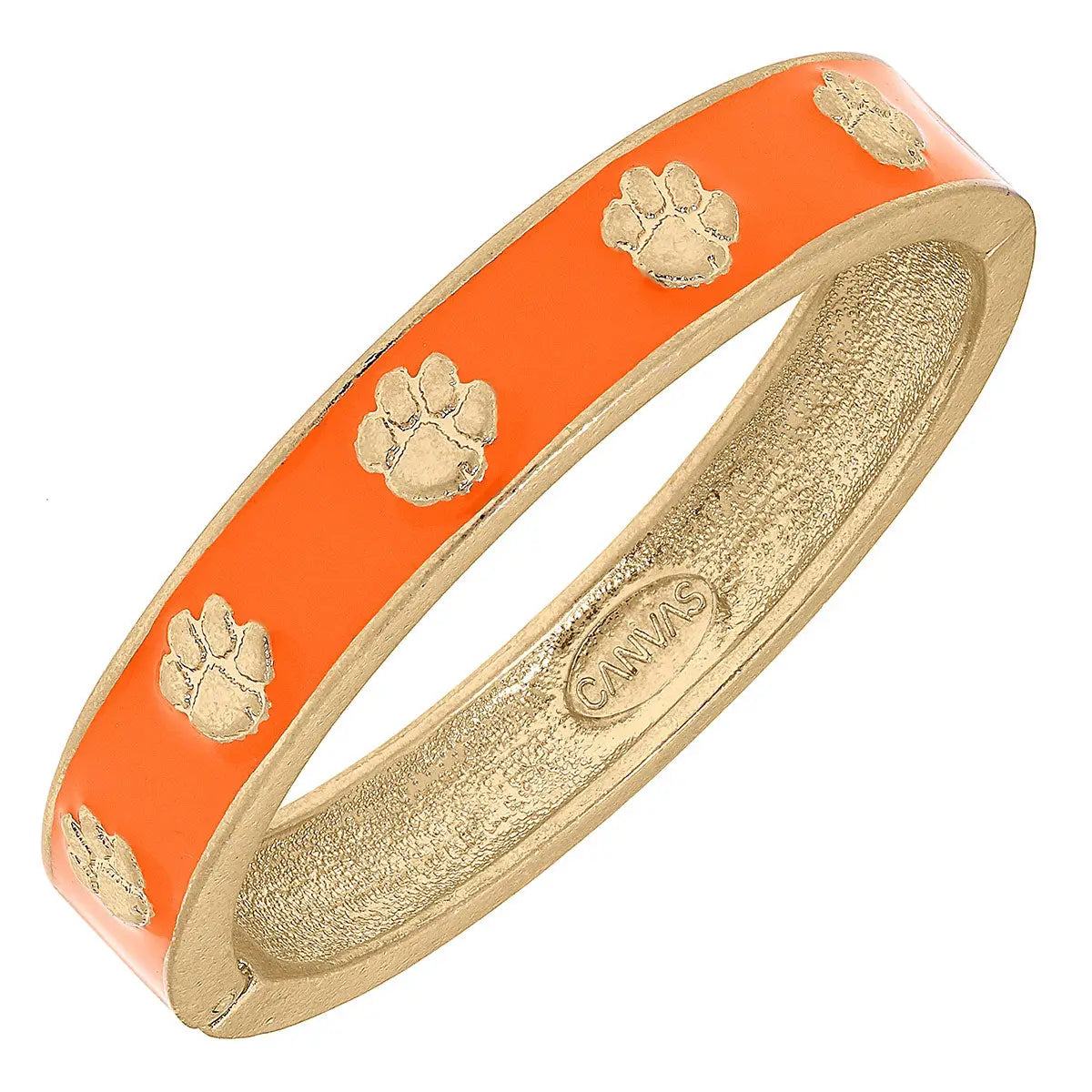 Bracelets- Canvas Game Day Enamel  Hinge Logo Bangle in Orange