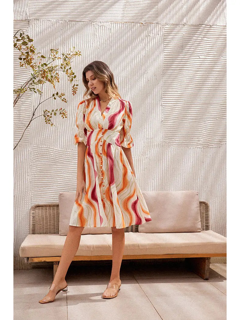 Apparel- Frieeah Emily | Cotton Ripple Print Dress