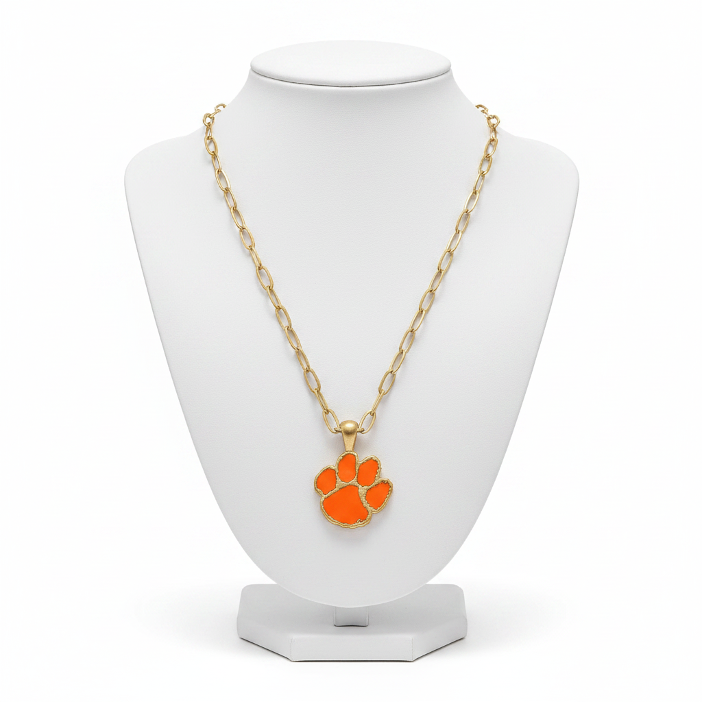 Necklaces- Canvas Clemson Tigers Enamel Pendant Necklace
