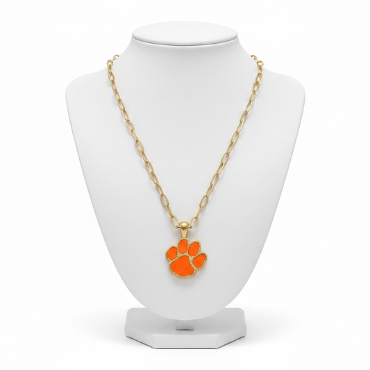 Necklaces- Canvas Clemson Tigers Enamel Pendant Necklace