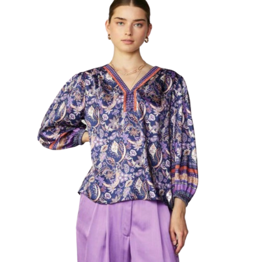 Apparel- Current Air Paisley Border Print Top