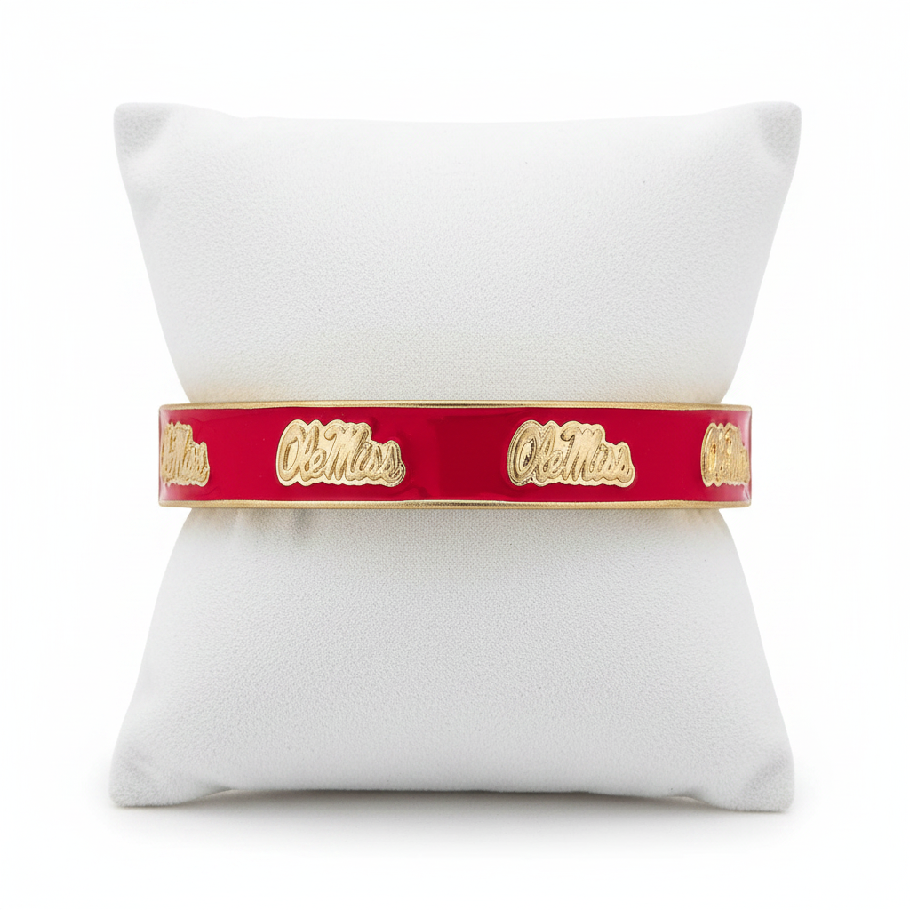 Bracelets- Canvas Game Day Ole Miss Enamel Hinge Bangle